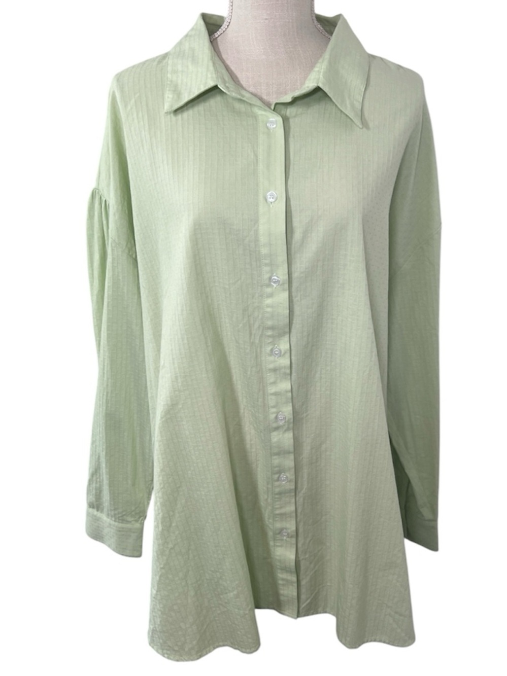 NWT Easel Light Green Button-Up Plus Size Shirt 3X